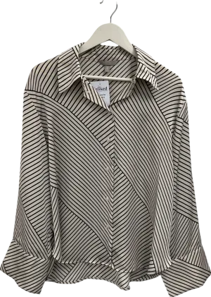 H&M Cream Striped Satin Shirt UK M