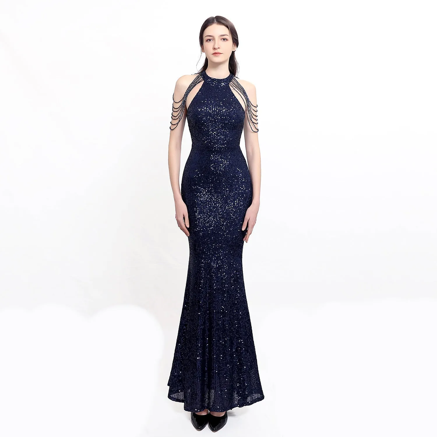 Harper formal sequin halterneck dress