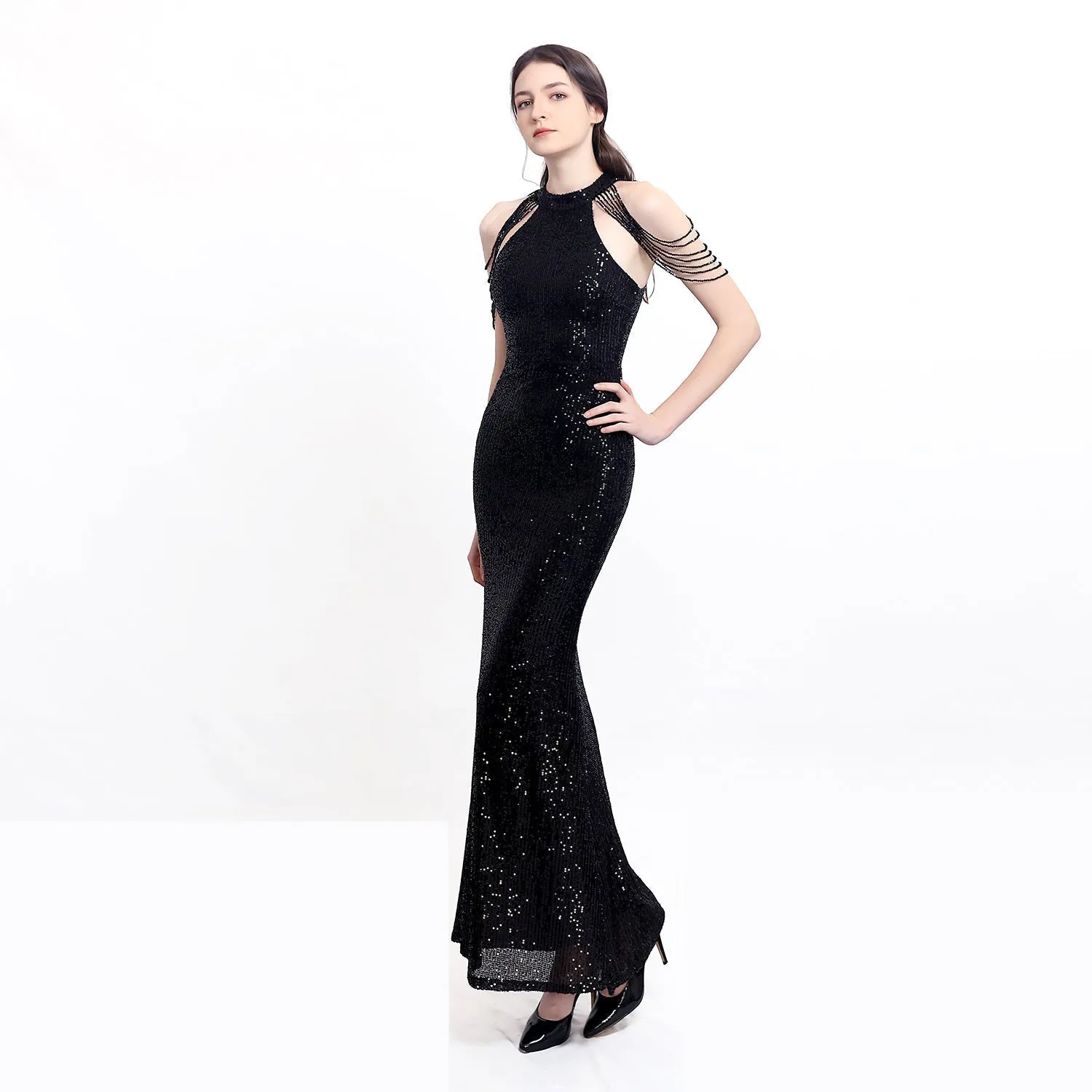 Harper formal sequin halterneck dress