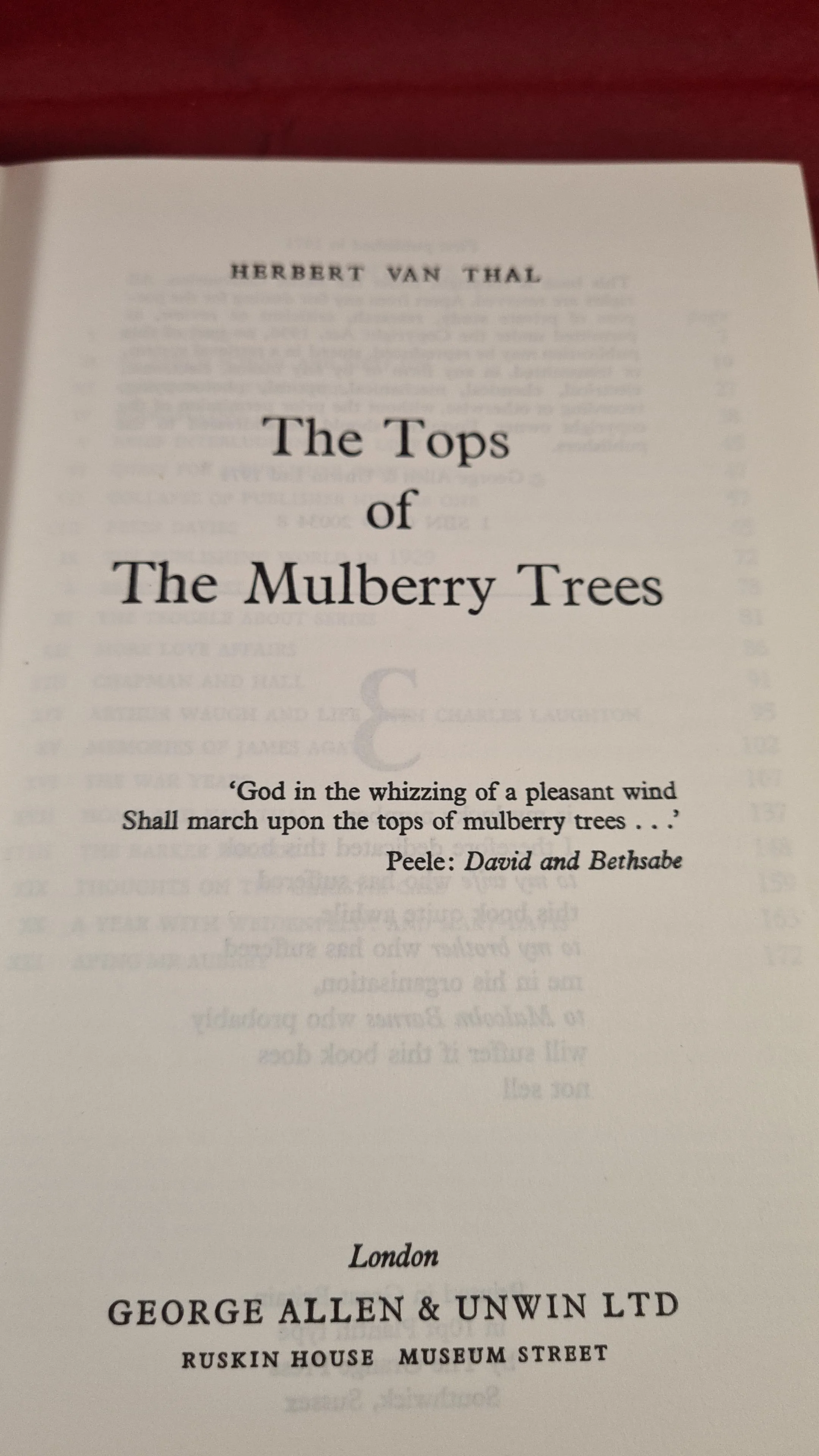 Herbert van Thal - The Tops of the Mulberry Trees, George Allen, 1971