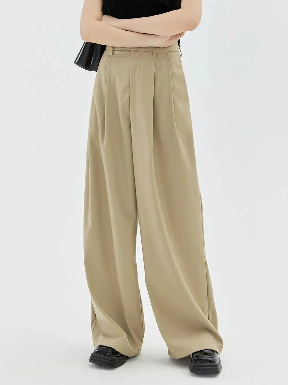 High Waist Wide Leg Drape Pants