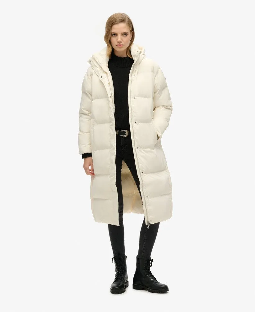 Hooded Longline Puffer Coat | Off White
