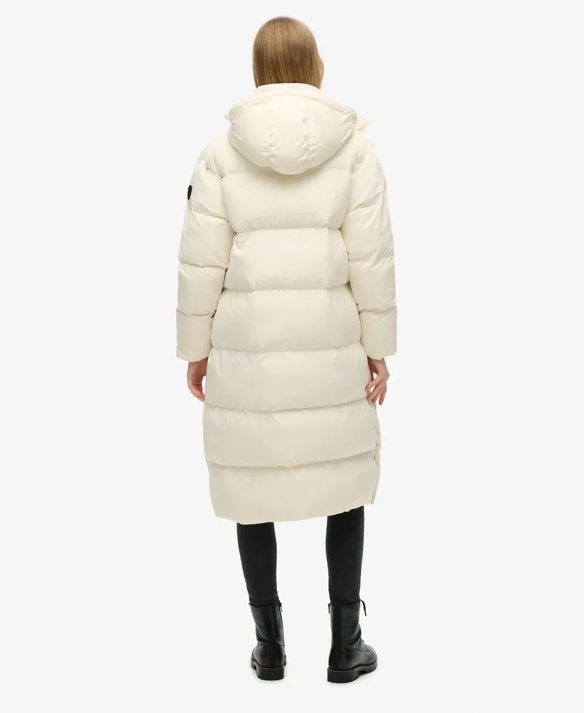 Hooded Longline Puffer Coat | Off White