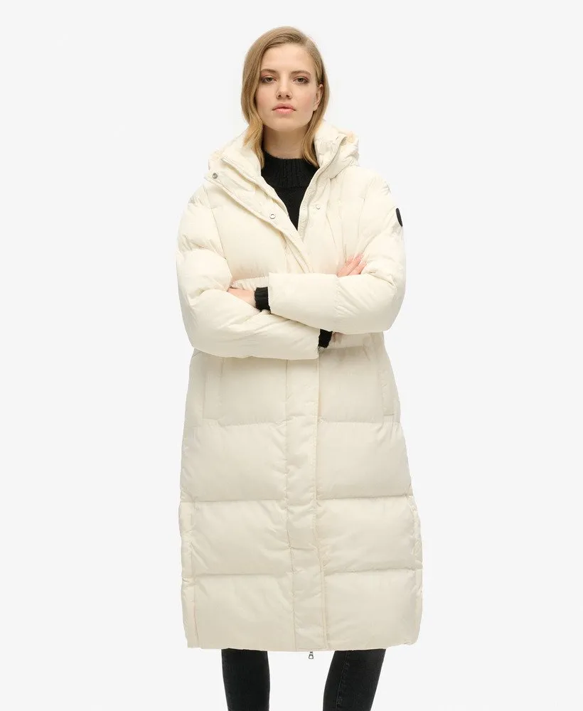 Hooded Longline Puffer Coat | Off White