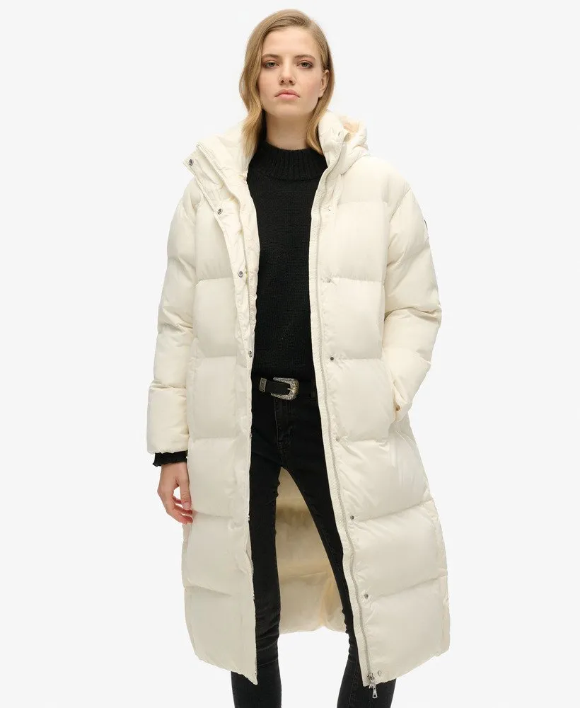 Hooded Longline Puffer Coat | Off White