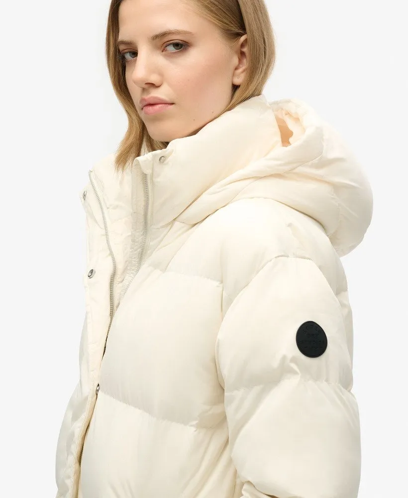 Hooded Longline Puffer Coat | Off White