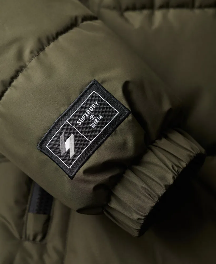 Hooded Longline Sports Puffer | Dark Moss Green