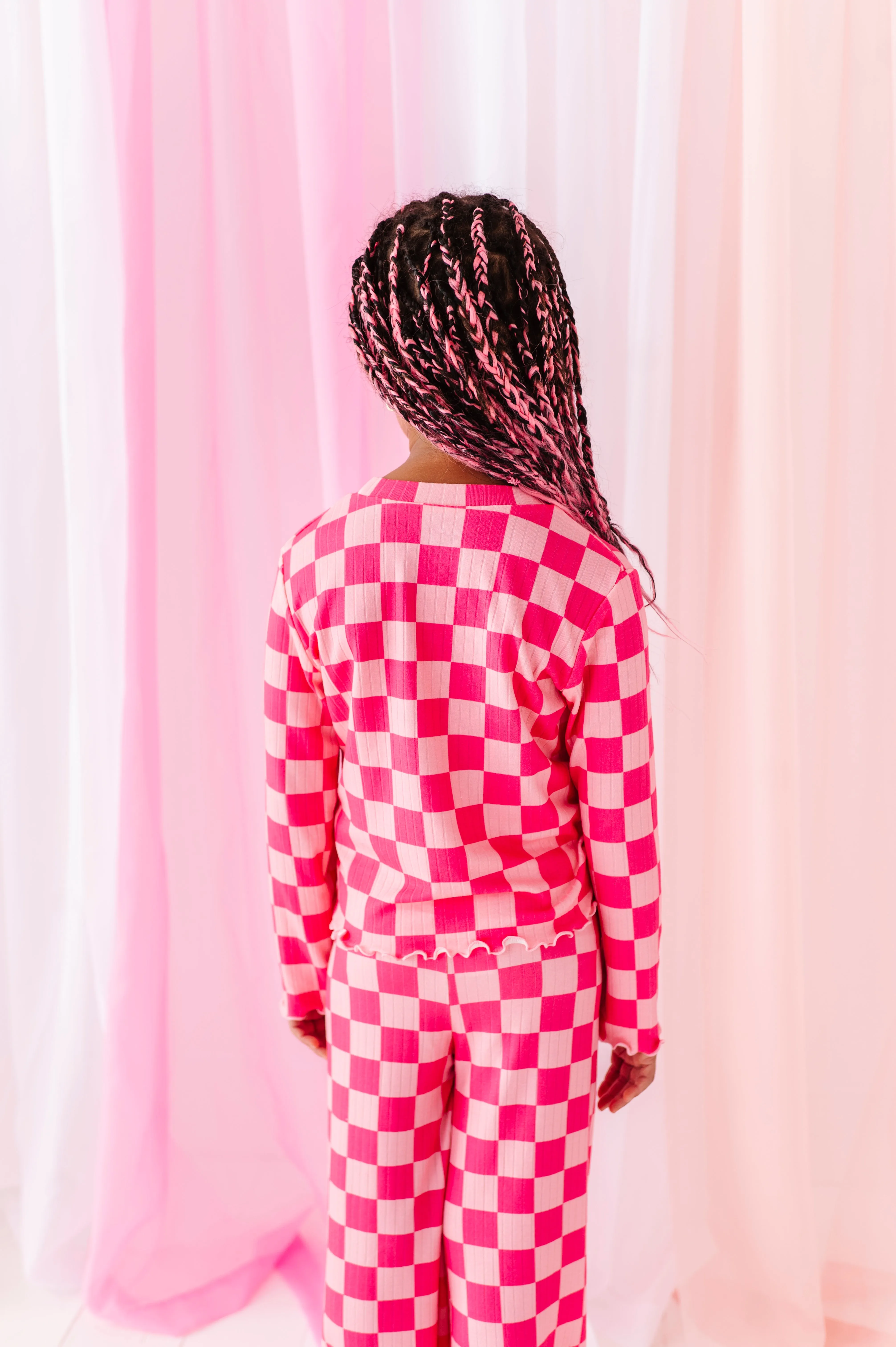 Hot Pink Check | Wide Leg Ribbed SET (12mo   12 yrs ONLY left)