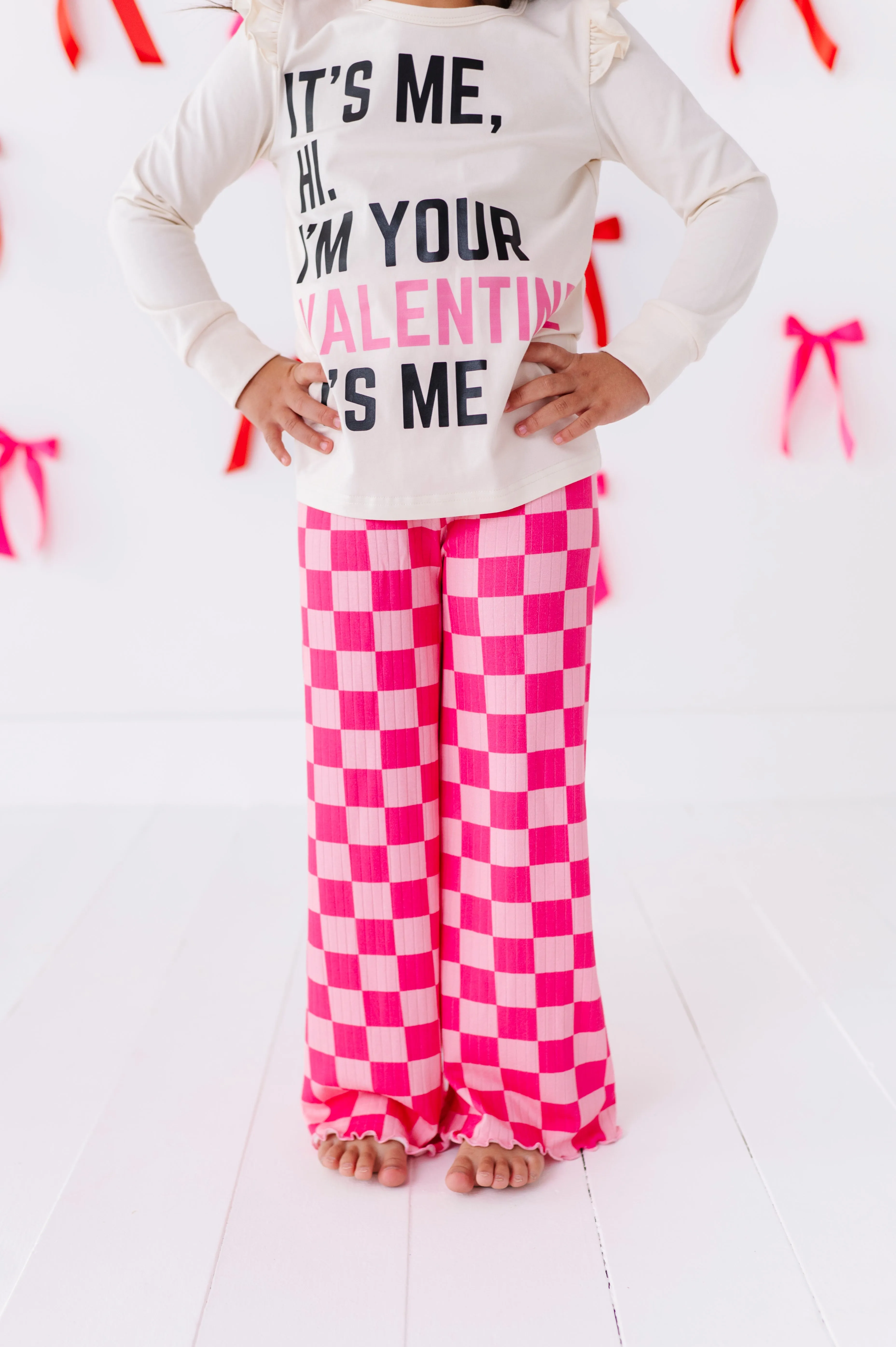 Hot Pink Check | Wide Leg Ribbed SET (12mo   12 yrs ONLY left)