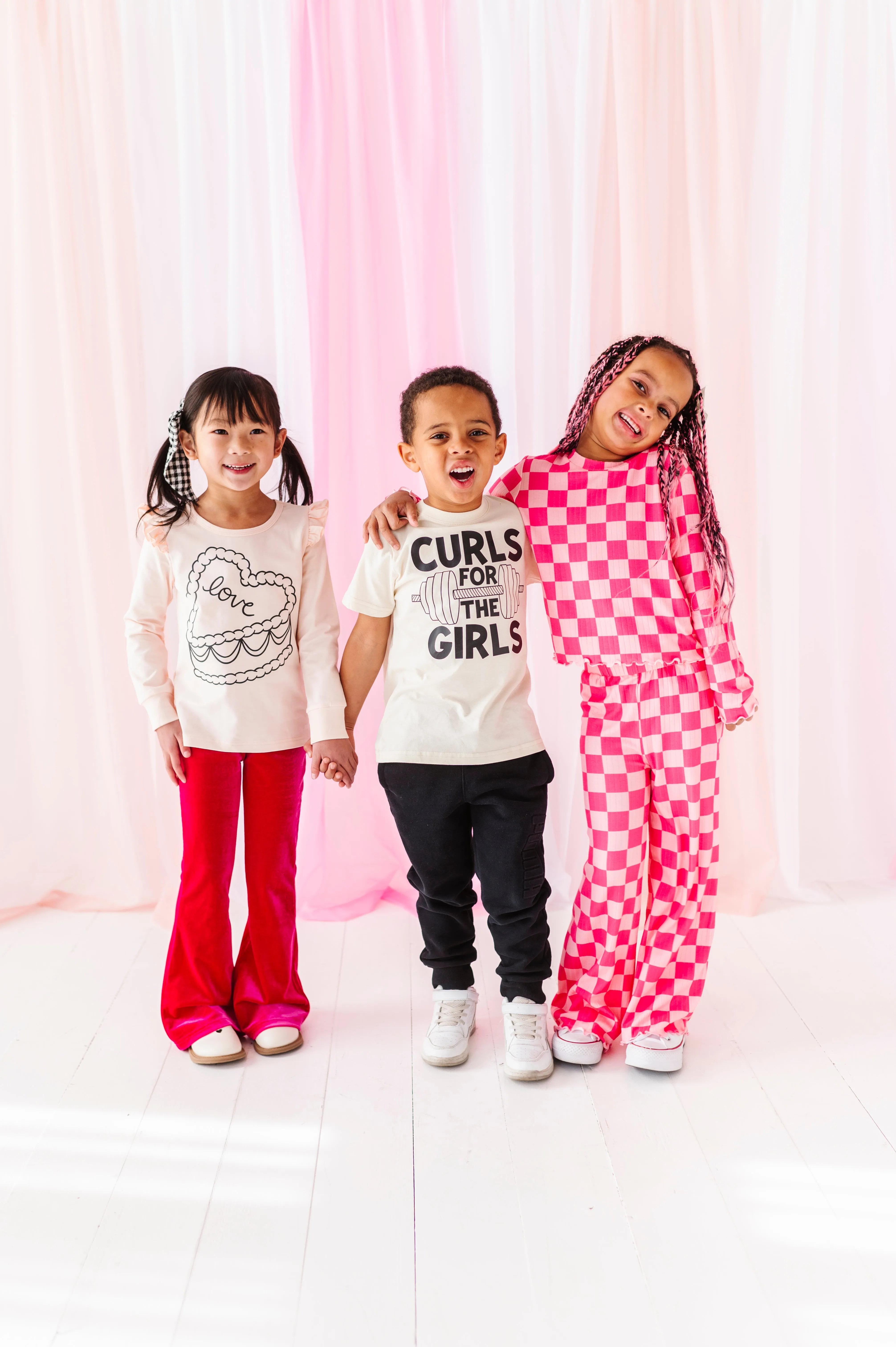 Hot Pink Check | Wide Leg Ribbed SET (12mo   12 yrs ONLY left)