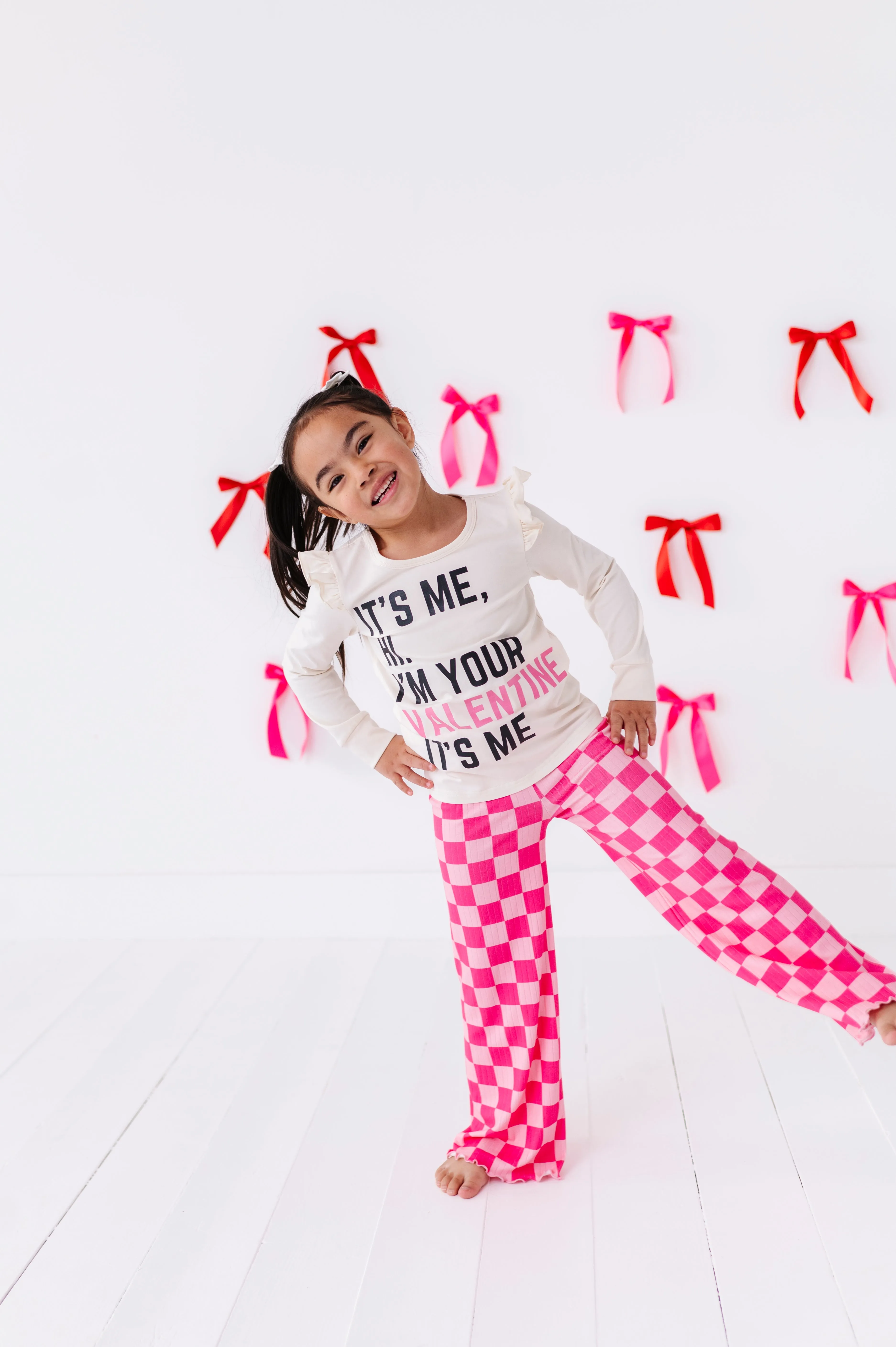 Hot Pink Check | Wide Leg Ribbed SET (12mo   12 yrs ONLY left)