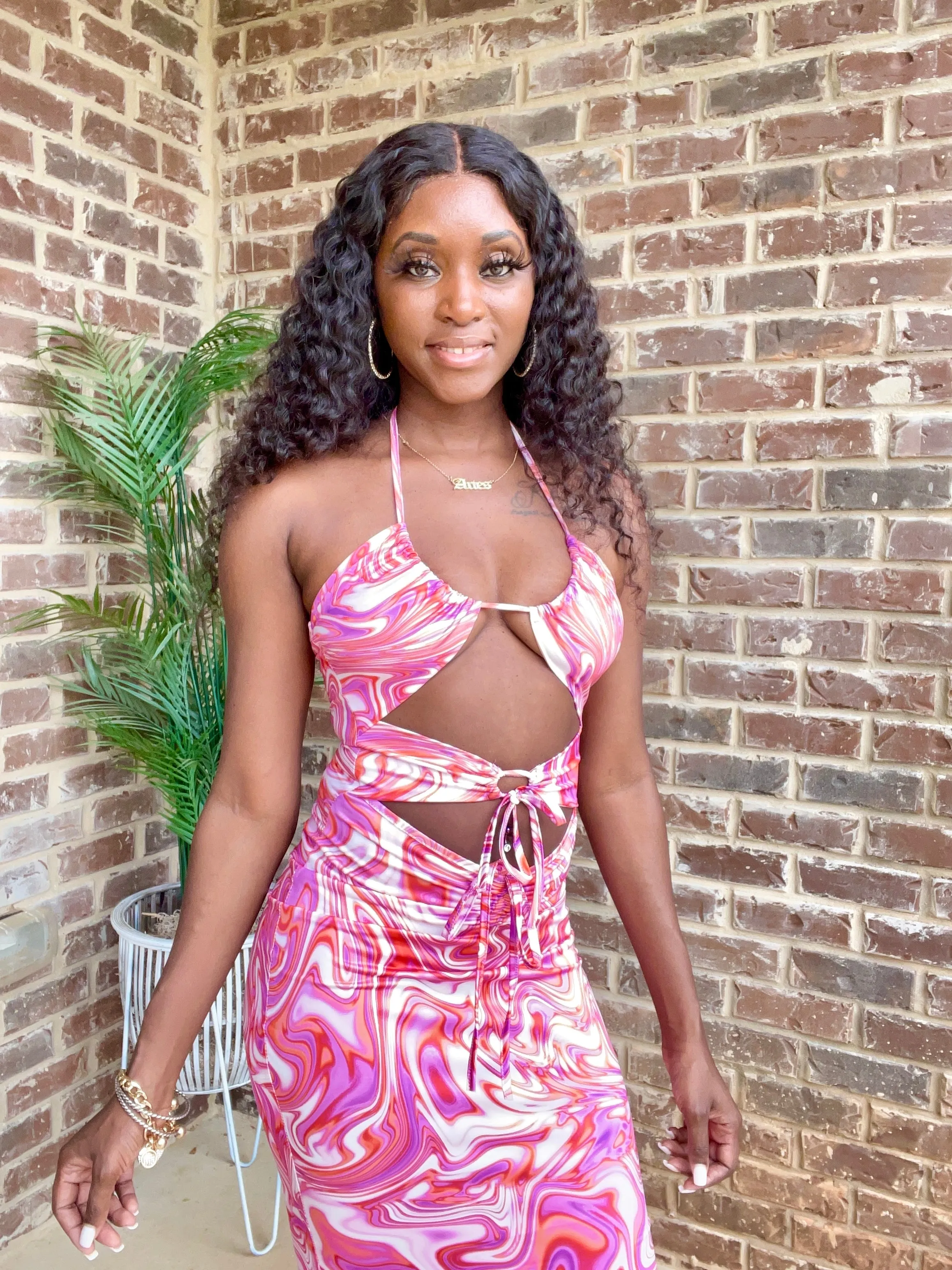 Hot Swirl Midi Dress