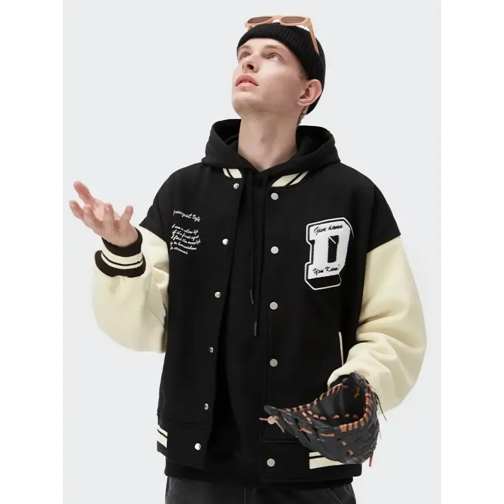 I Don't Give Damn Y2K Varsity Jacket in Cotton-Polyester Blend