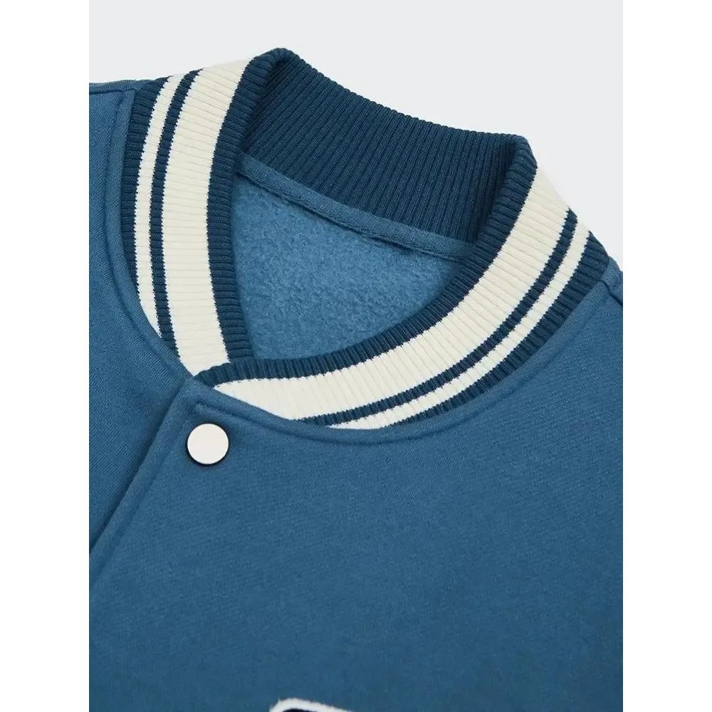 I Don't Give Damn Y2K Varsity Jacket in Cotton-Polyester Blend