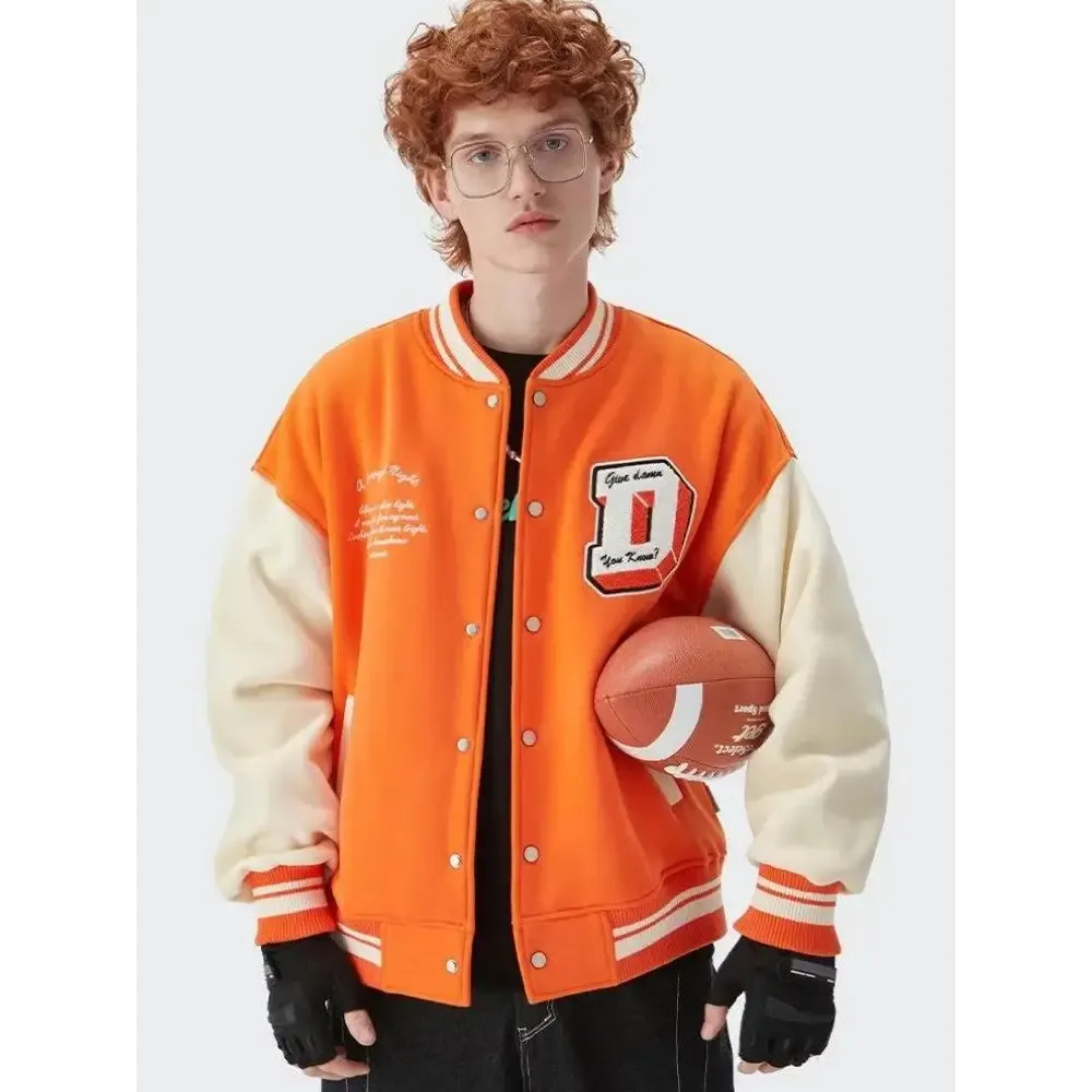 I Don't Give Damn Y2K Varsity Jacket in Cotton-Polyester Blend