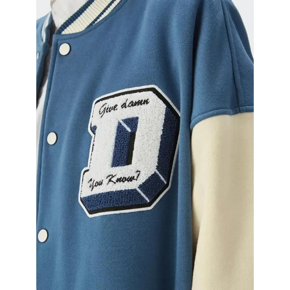 I Don't Give Damn Y2K Varsity Jacket in Cotton-Polyester Blend