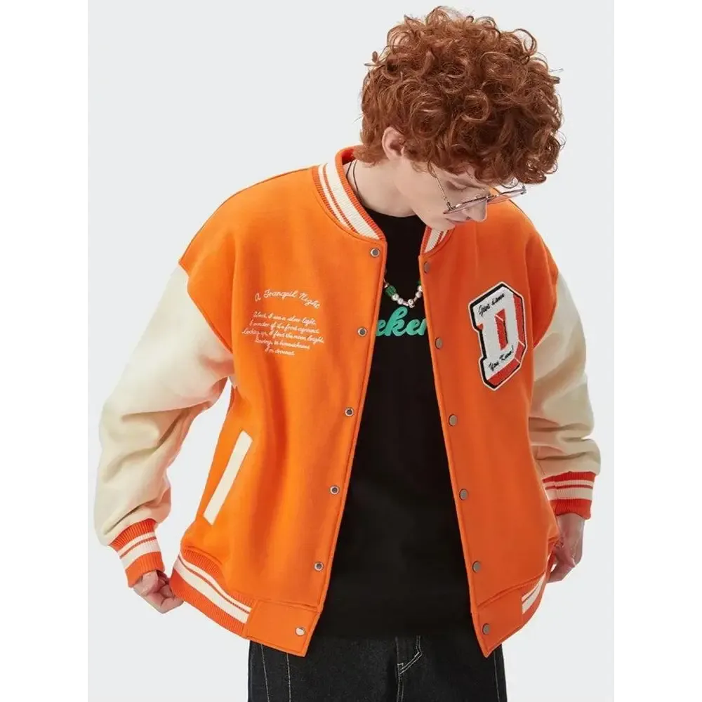 I Don't Give Damn Y2K Varsity Jacket in Cotton-Polyester Blend