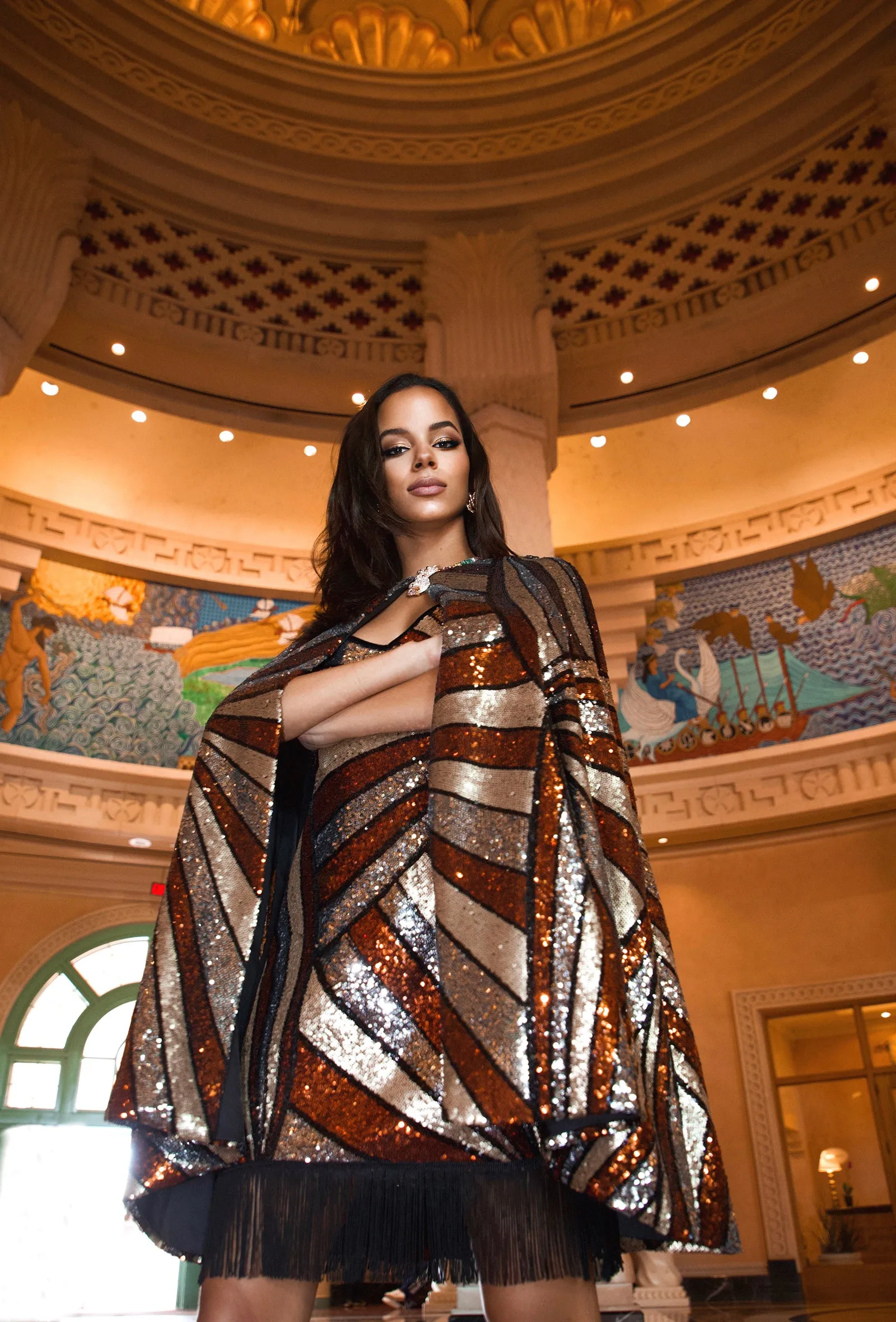 Ilona Rich Sequin Bronze Cape