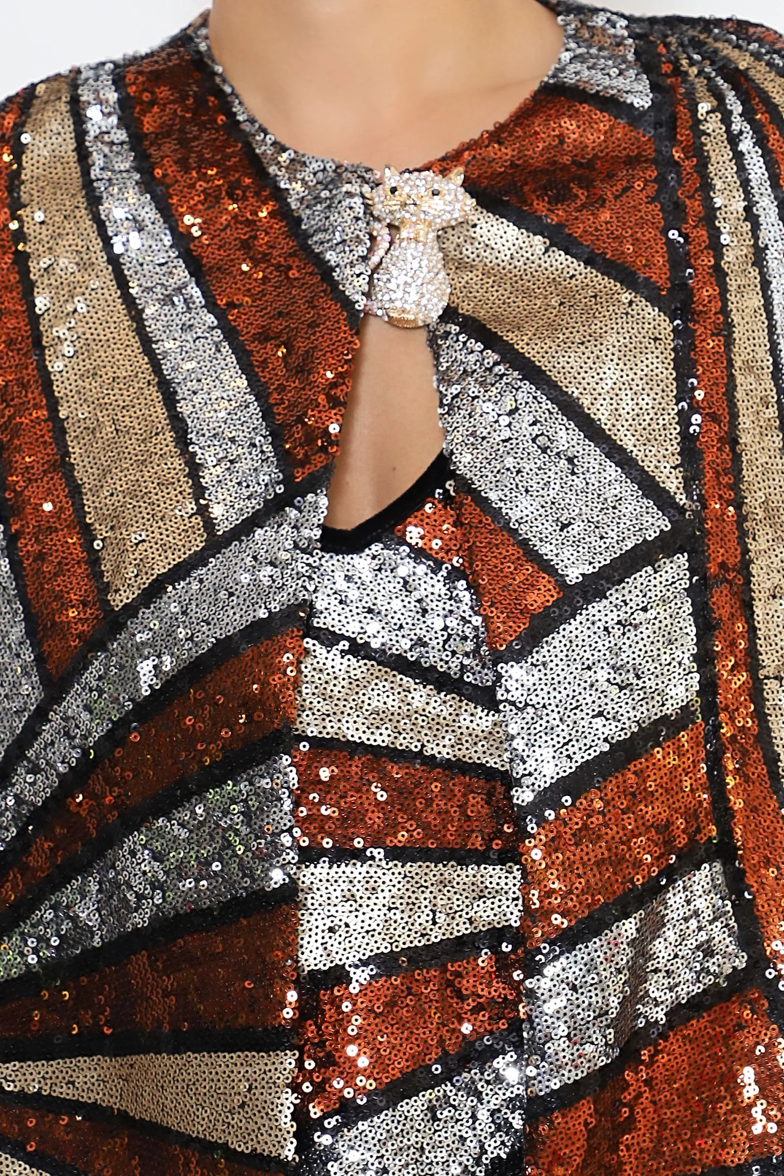 Ilona Rich Sequin Bronze Cape