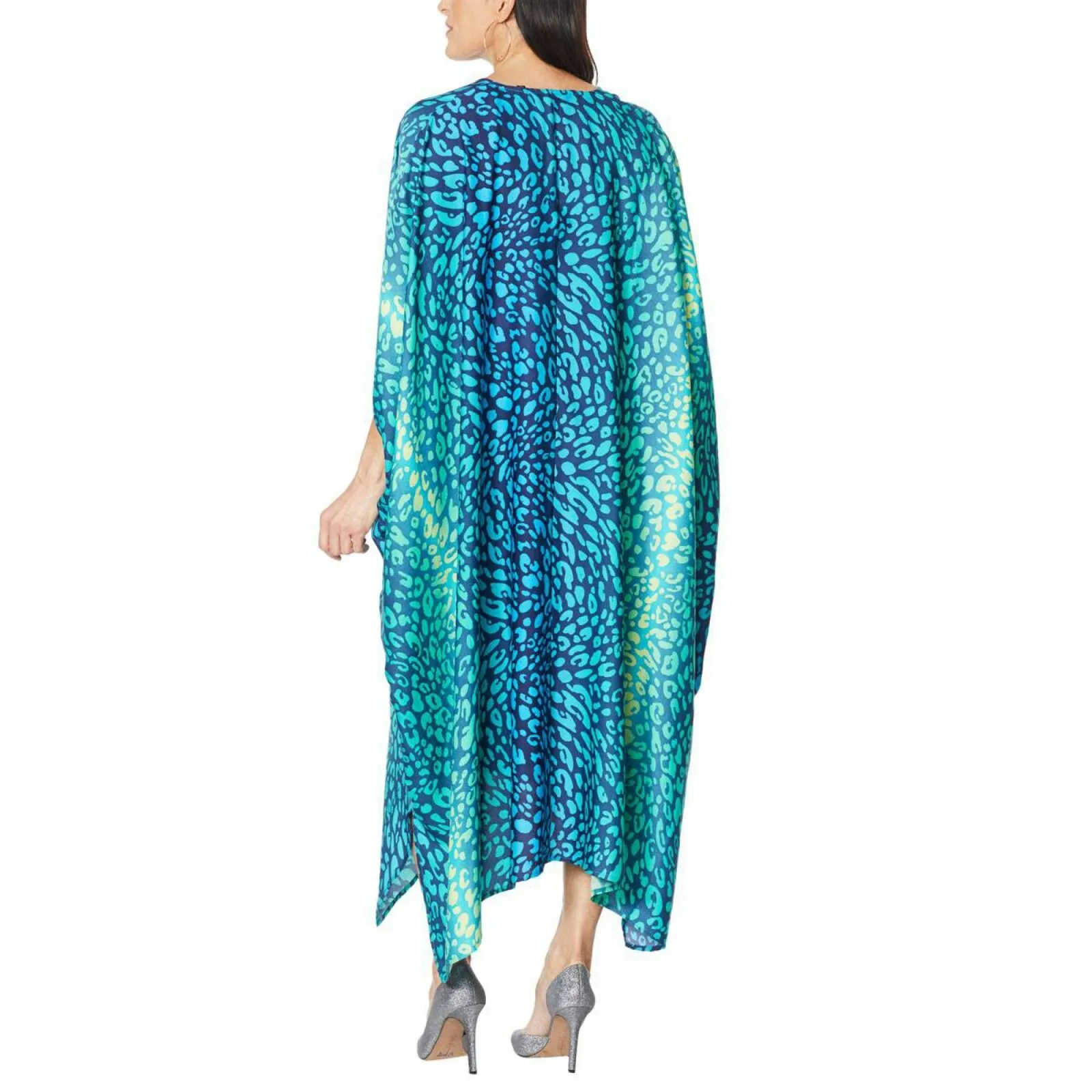 IMAN Women's Boho Chic Printed Loose Fitting V-Neck Kaftan