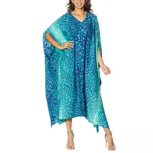IMAN Women's Boho Chic Printed Loose Fitting V-Neck Kaftan