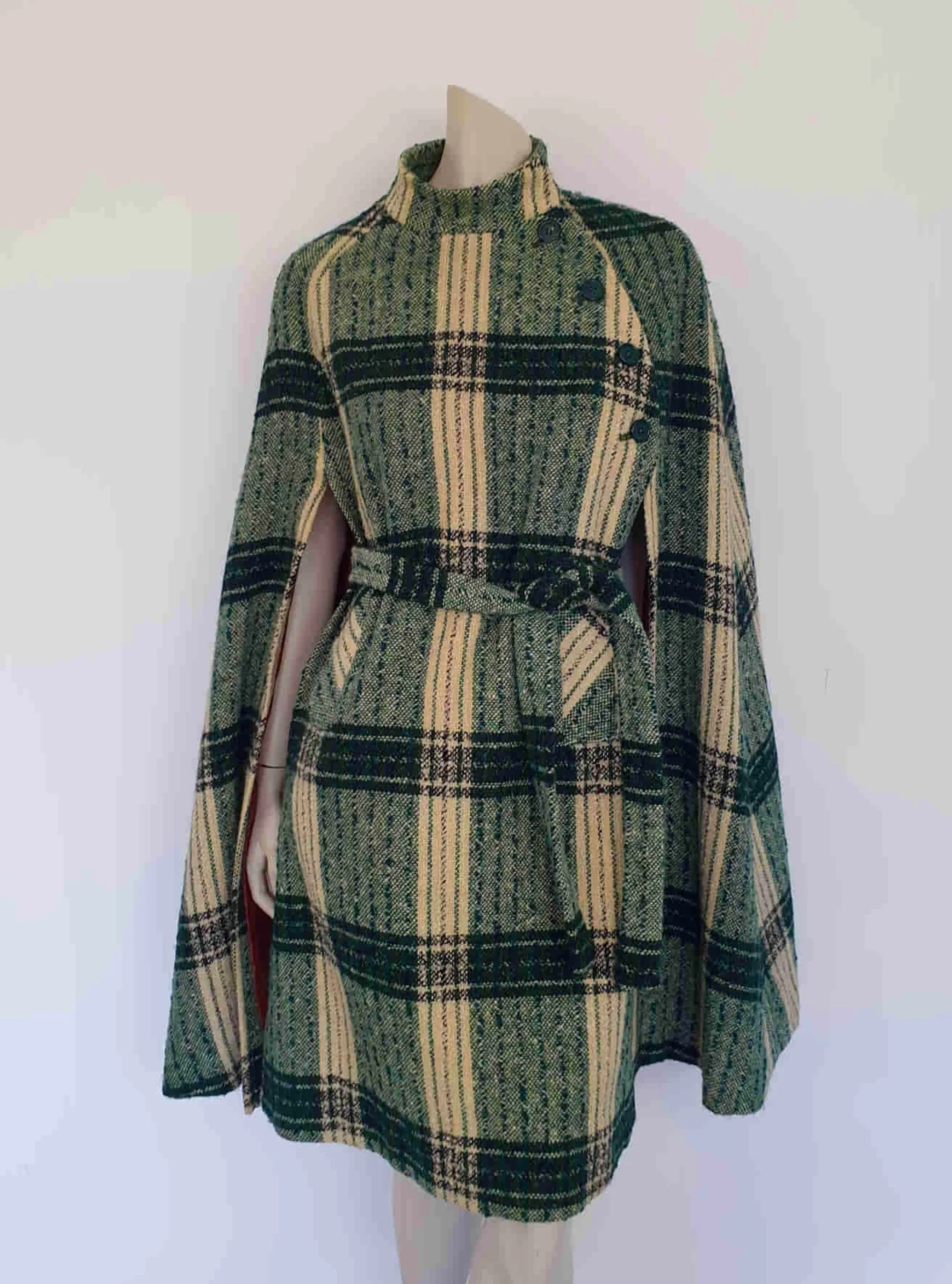 Irish Green Tweed Plaid Cape by Jimmy Hourihan