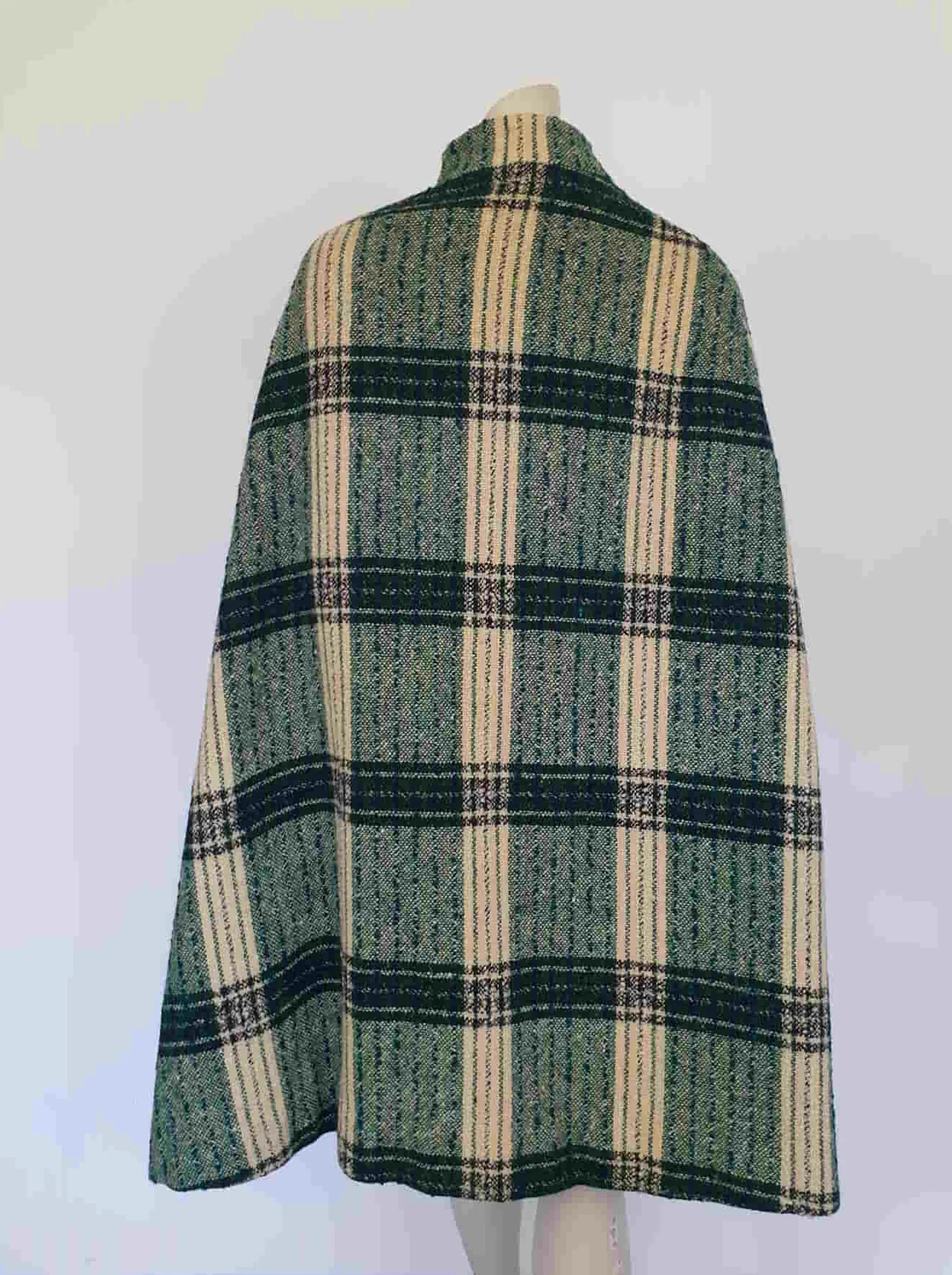 Irish Green Tweed Plaid Cape by Jimmy Hourihan