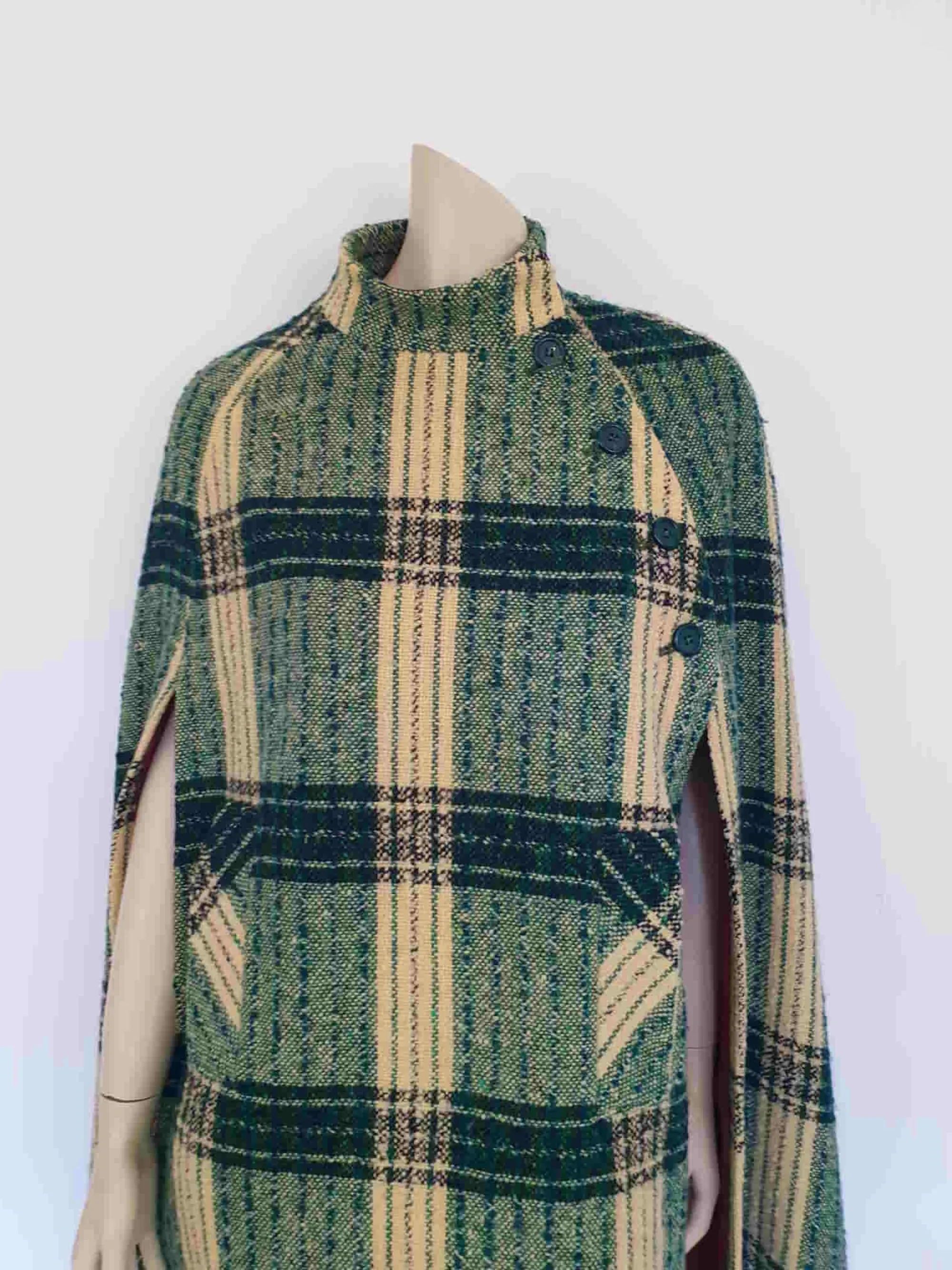 Irish Green Tweed Plaid Cape by Jimmy Hourihan