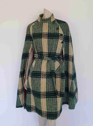 Irish Green Tweed Plaid Cape by Jimmy Hourihan