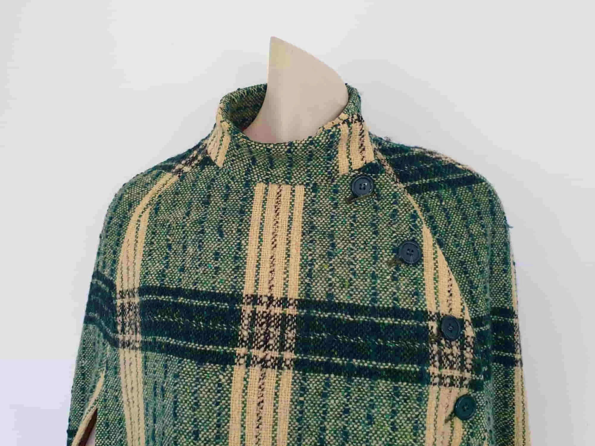 Irish Green Tweed Plaid Cape by Jimmy Hourihan