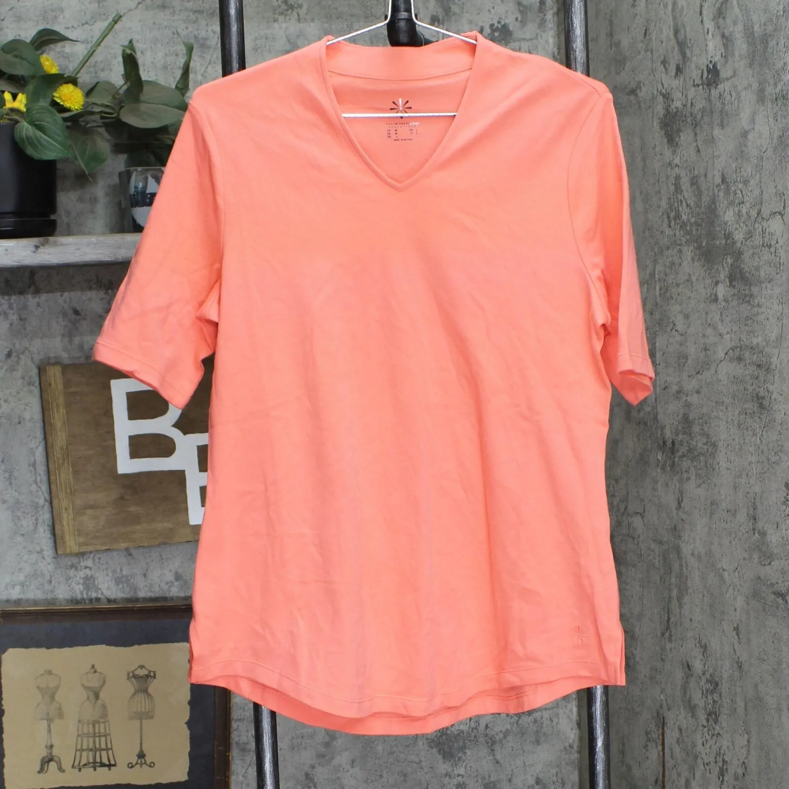 Isaac Mizrahi Live! Essentials Womens Knit Shirt Blouse Top Coral Pink M