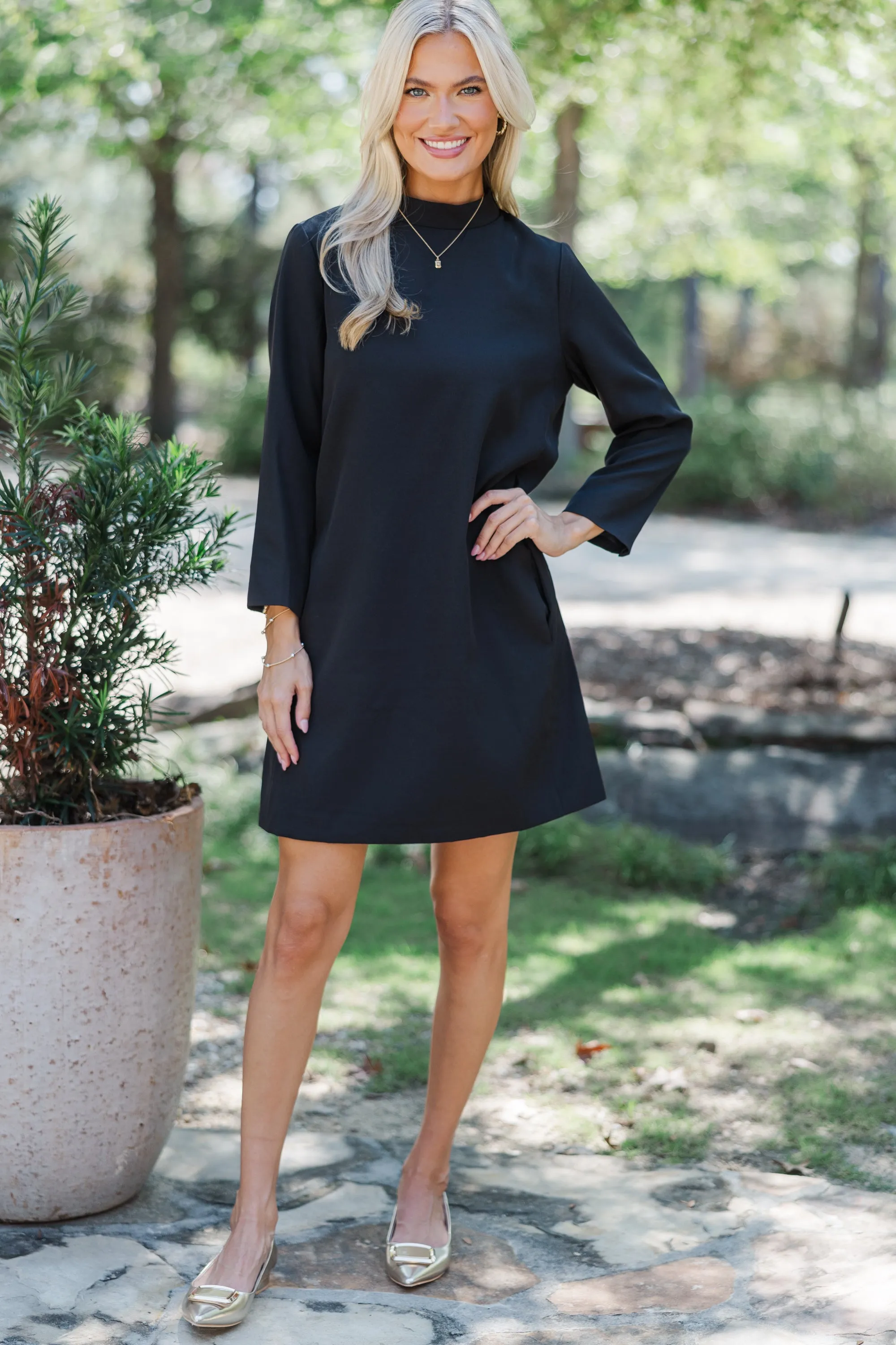 It Goes On Black Shift Dress