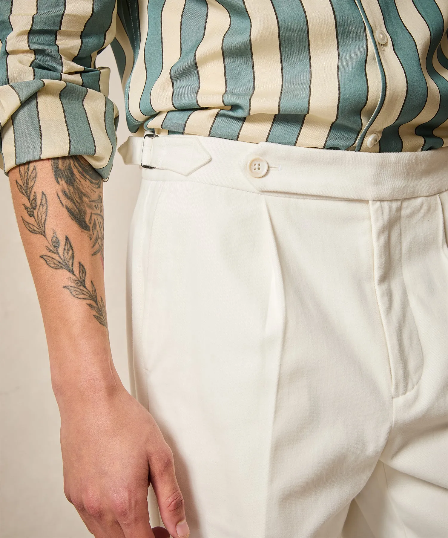 Italian Brushed Cotton Side Tab Trouser
