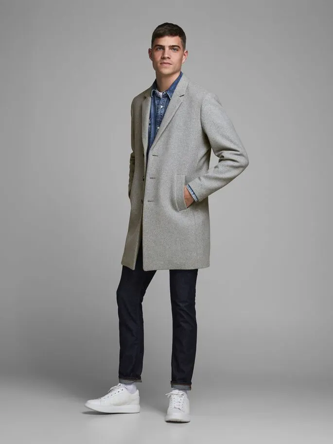 Jack Jones Moulder Wool Coat Grey
