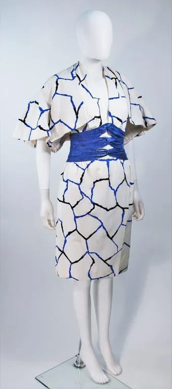 JACQUELINE DE RIBES Halter Dress w/ Snakeskin Belt Size 4-6