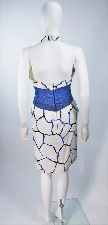 JACQUELINE DE RIBES Halter Dress w/ Snakeskin Belt Size 4-6