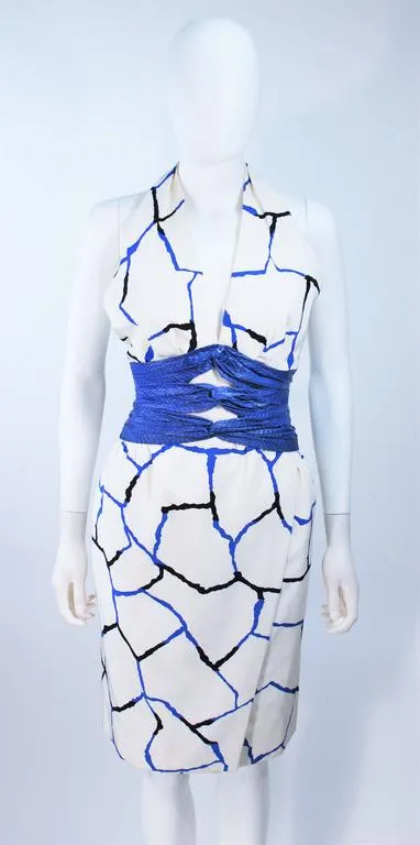 JACQUELINE DE RIBES Halter Dress w/ Snakeskin Belt Size 4-6