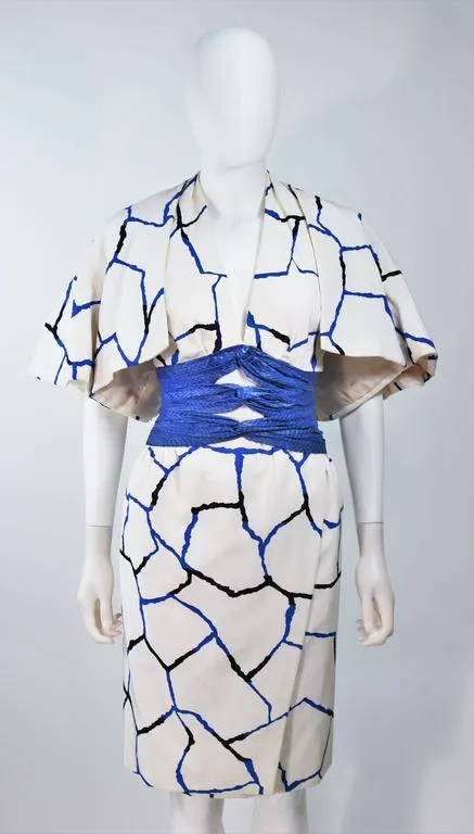 JACQUELINE DE RIBES Halter Dress w/ Snakeskin Belt Size 4-6