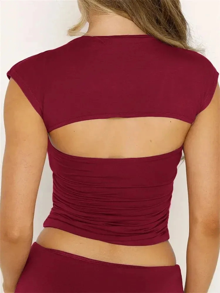 JazzHer 2024 Strapless Off Shoulder Tube Solid Color Sleeveless Slim Fit Cropped Mini Vest Streetwear  Tank Crop Tops