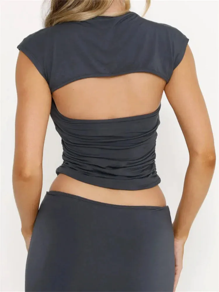 JazzHer 2024 Strapless Off Shoulder Tube Solid Color Sleeveless Slim Fit Cropped Mini Vest Streetwear  Tank Crop Tops