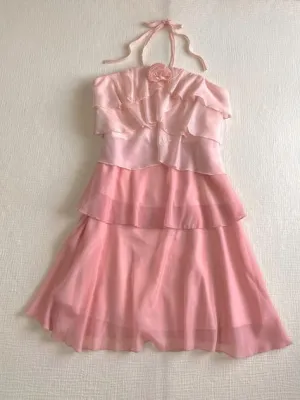 JazzHer th Birthday A line Halter Pink Chiffon Layers Homecoming Dresses Short Party Dress (PRE-ORDER)