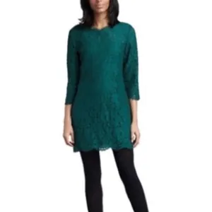 Joie Porta Green Lace Mini 3/4 Sleeve Shift Dress
