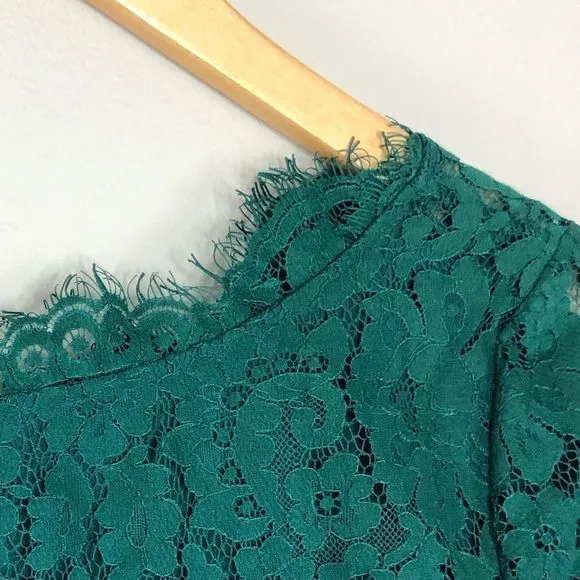 Joie Porta Green Lace Mini 3/4 Sleeve Shift Dress