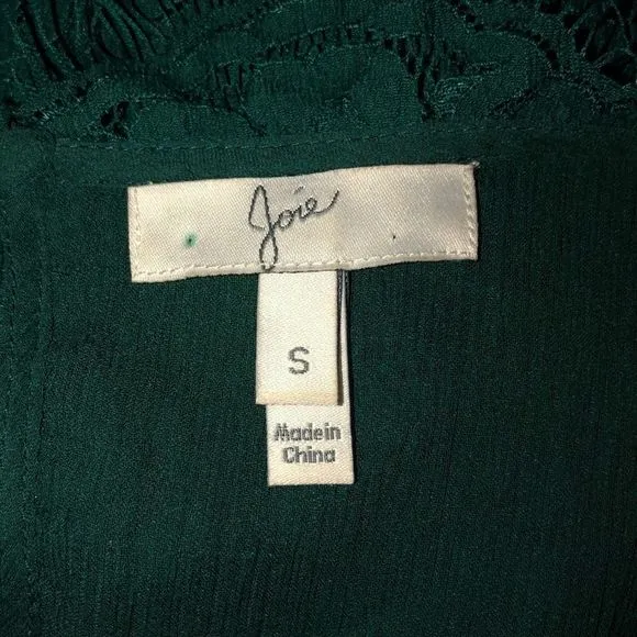 Joie Porta Green Lace Mini 3/4 Sleeve Shift Dress