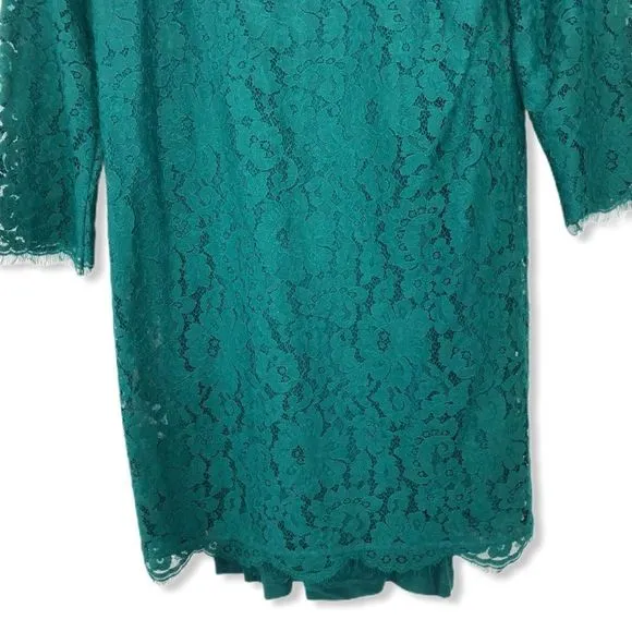 Joie Porta Green Lace Mini 3/4 Sleeve Shift Dress