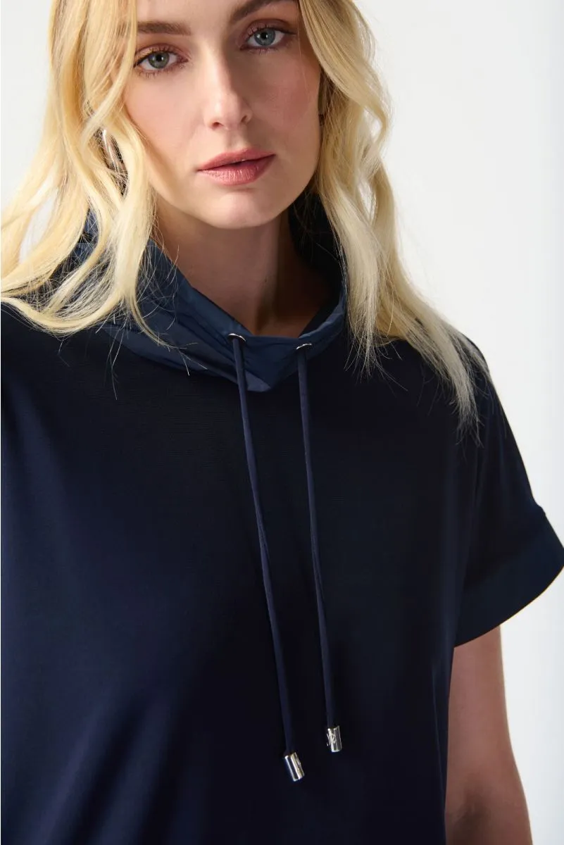 Joseph Ribkoff Mixed Fabric Front Pocket Short Sleeve Top 241078
