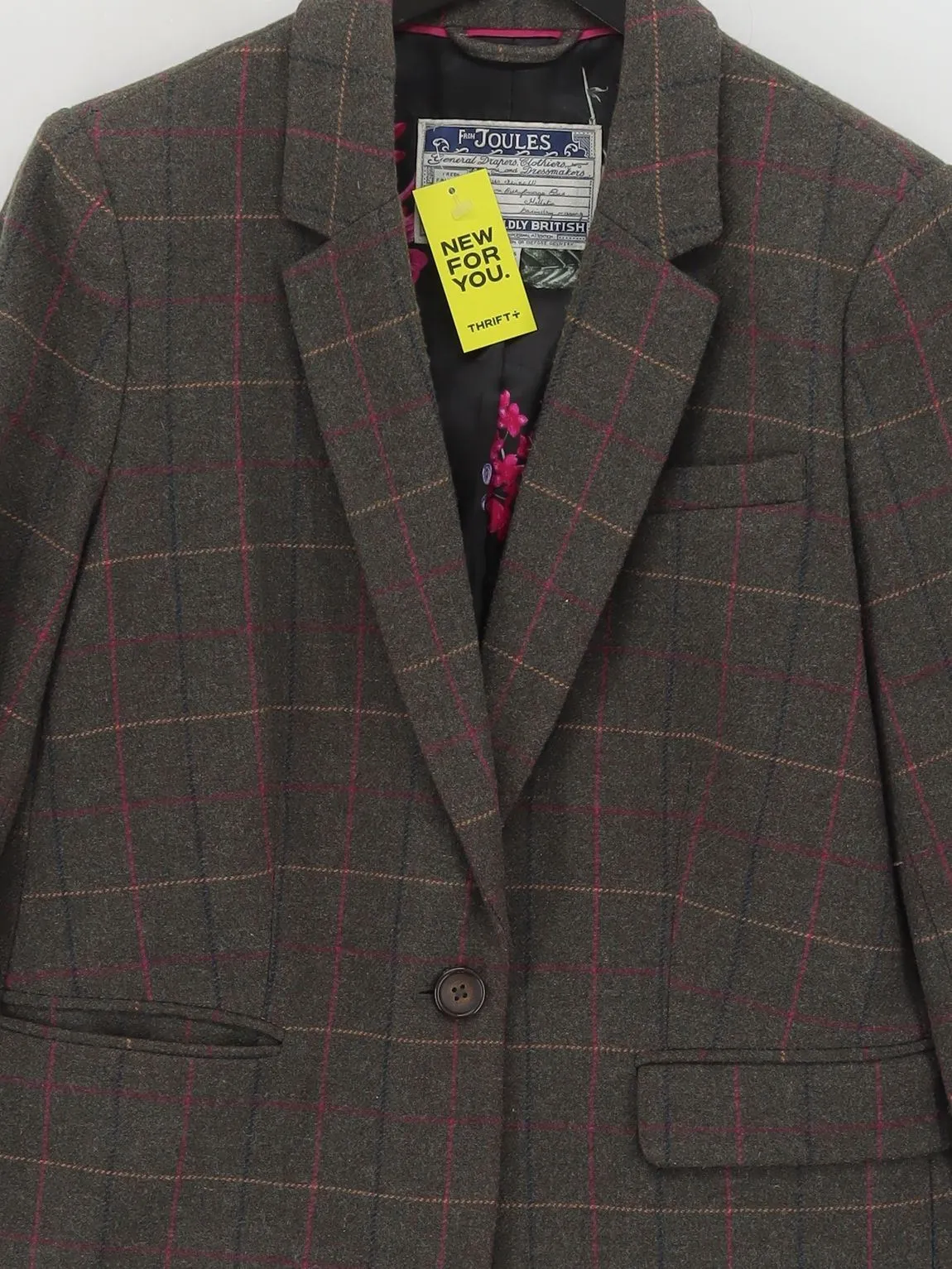 Joules Women's Blazer UK 16 Green Wool with Polyester, Viscose