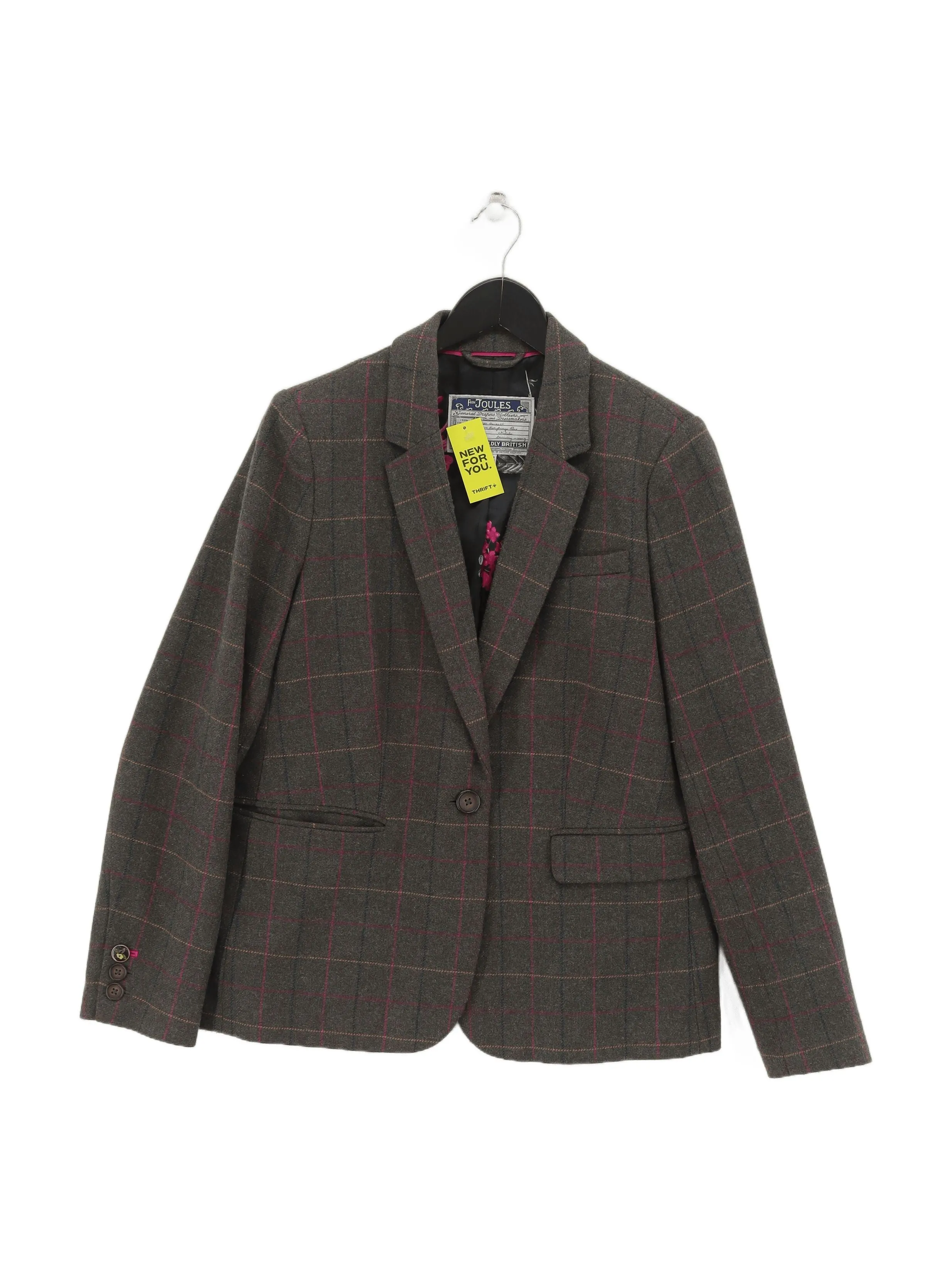Joules Women's Blazer UK 16 Green Wool with Polyester, Viscose