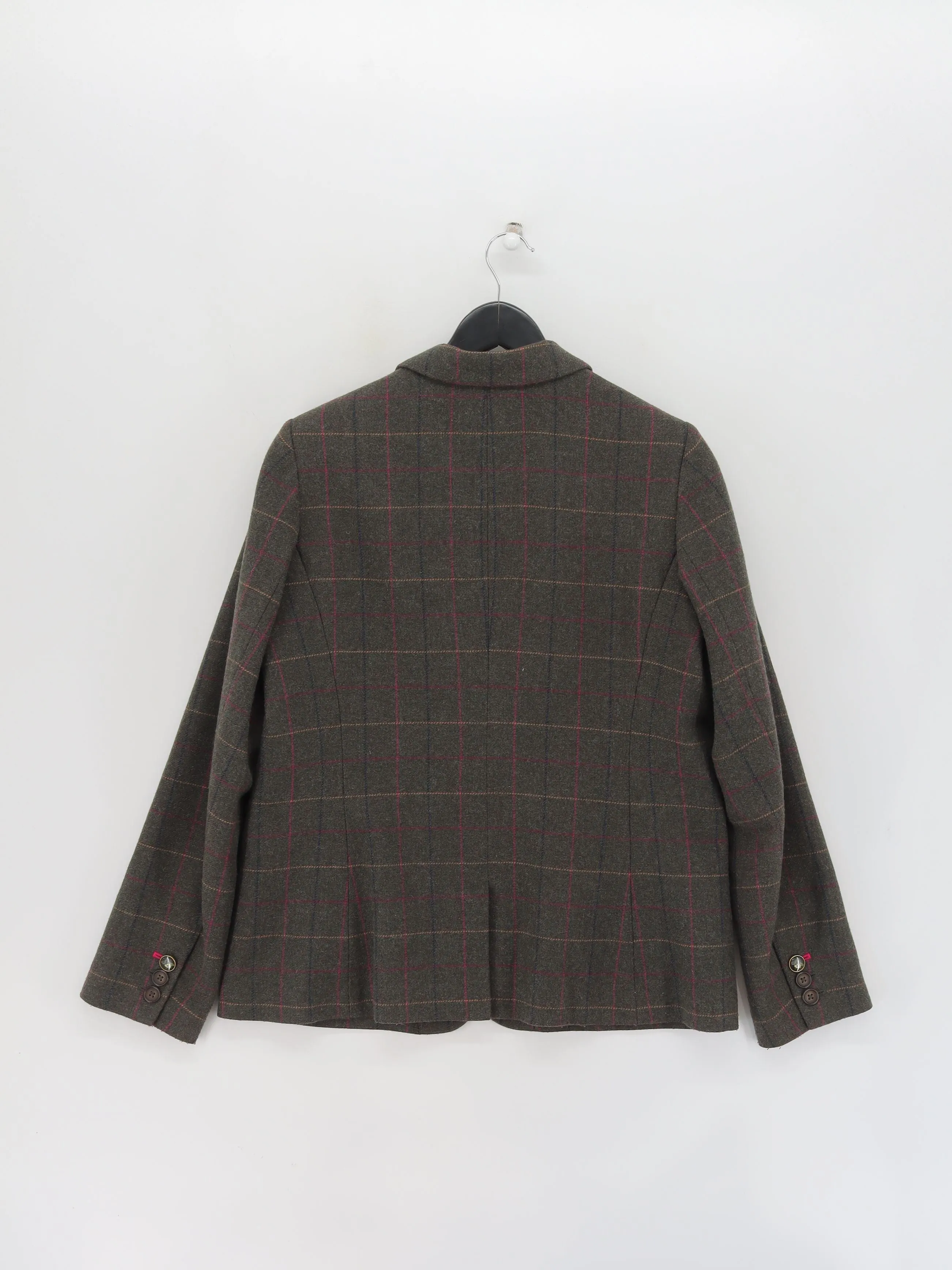 Joules Women's Blazer UK 16 Green Wool with Polyester, Viscose