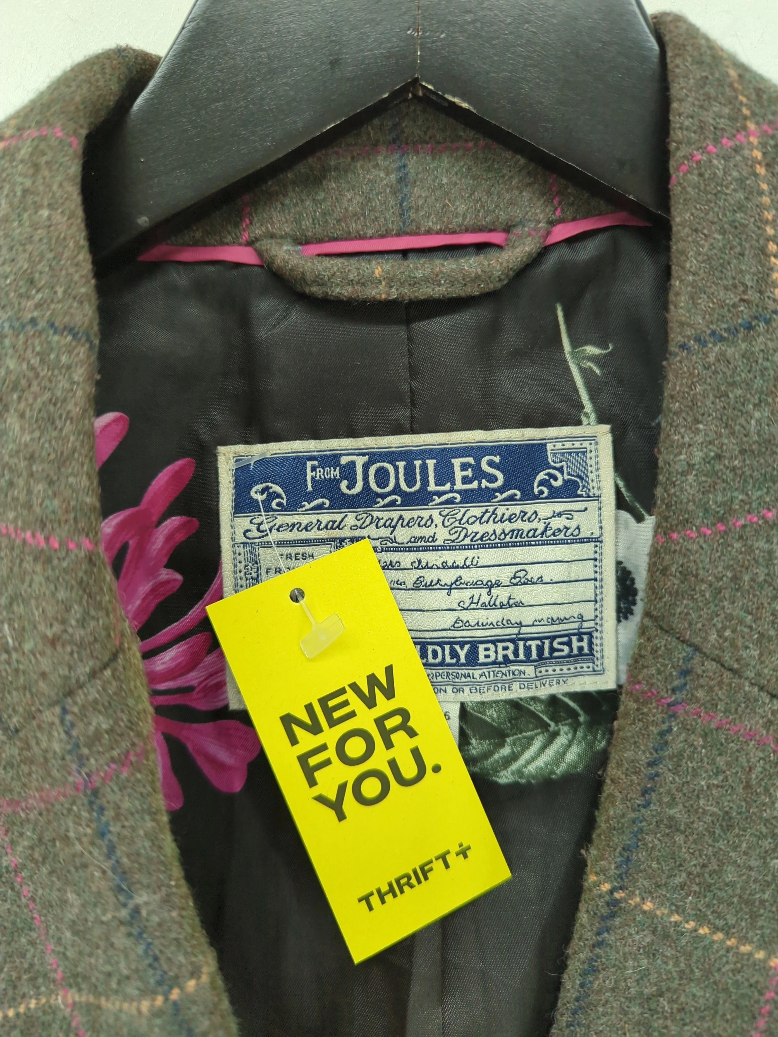 Joules Women's Blazer UK 16 Green Wool with Polyester, Viscose